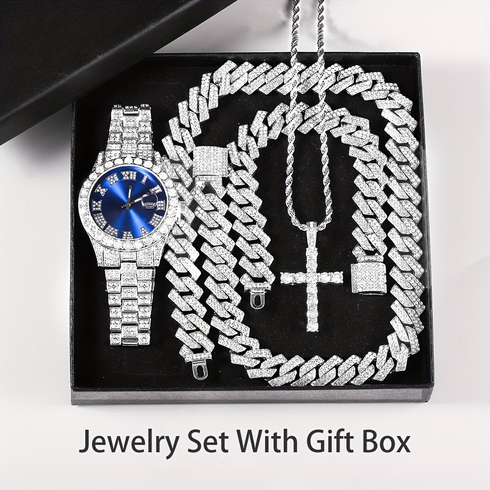 Men's Watch & Hip Hop Chain Set