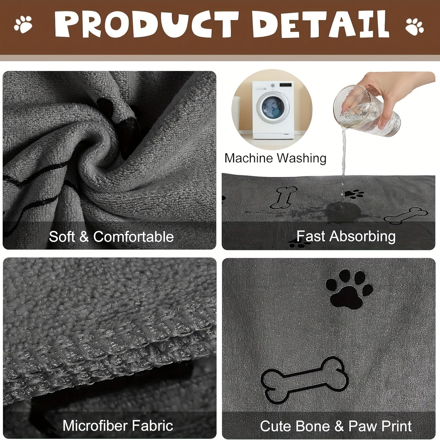 Quick-Drying Microfiber Dog Towel - Absorbent Pet Bath Product for Medium Dogs, Perfect for Drying Wet Paws and Fur