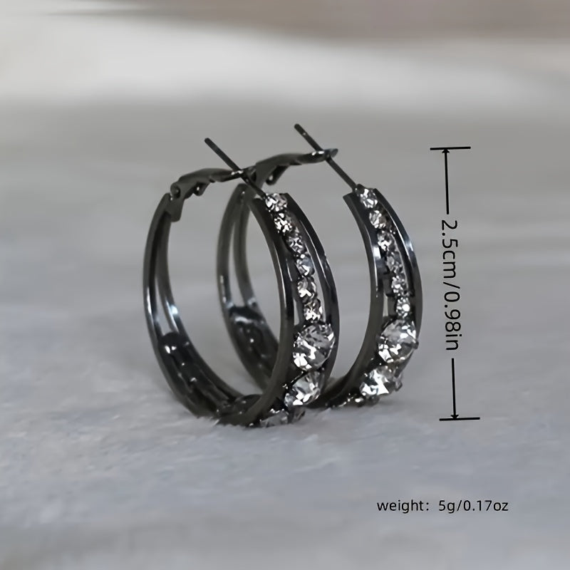 Exquisite Rhinestone Circle Earrings