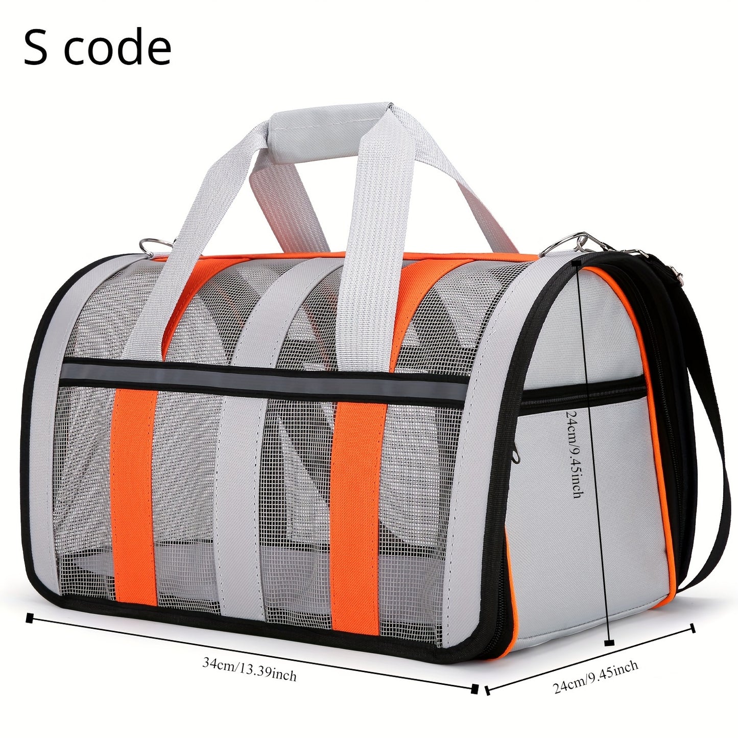 Breathable Polyester Cat Carrier Bag with Mesh Ventilation - Portable Foldable Pet Travel Tote for Cats - Durable Stripe Design Cat Transport Bag