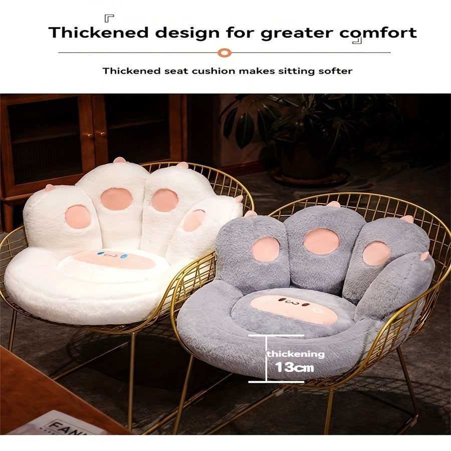 1pc Cute Seat Cushion, Cat Paw Shape Floor Cushion With Detachable Sheep Plush For Gamer Chair, Reading Leisure Pillow