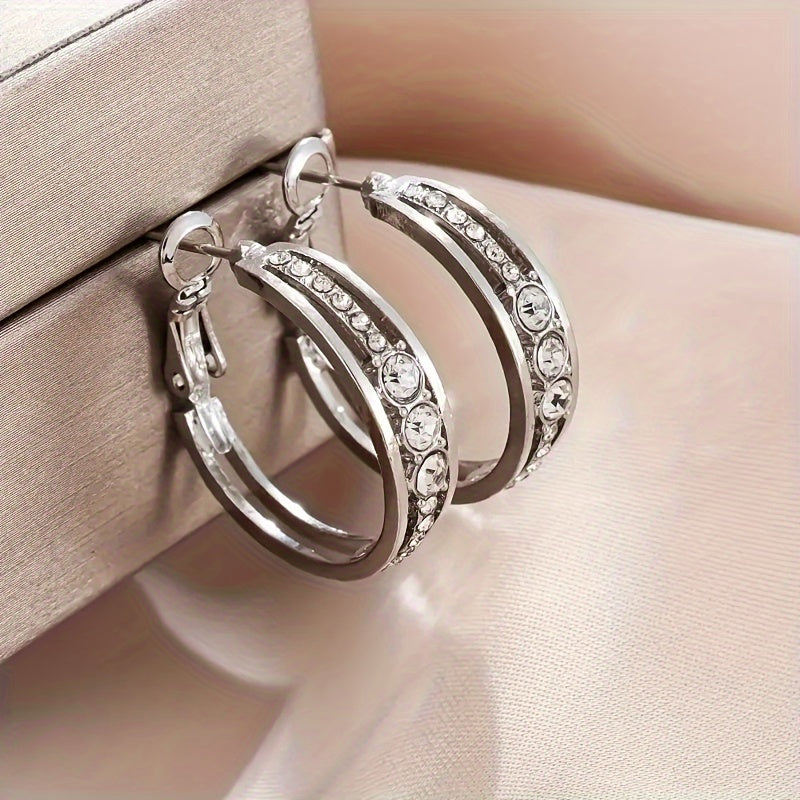Exquisite Rhinestone Circle Earrings