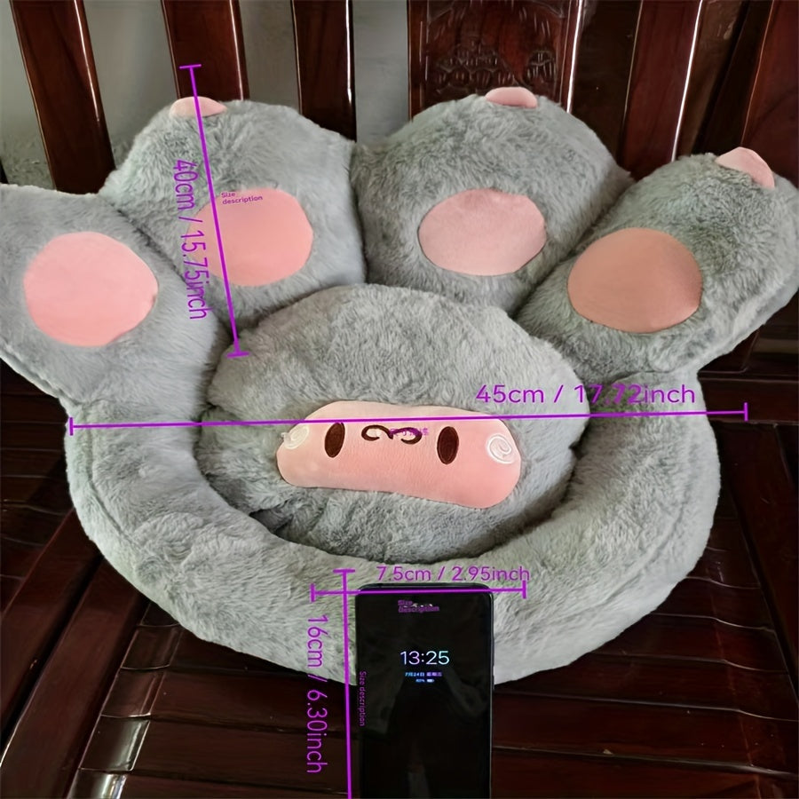 1pc Cute Seat Cushion, Cat Paw Shape Floor Cushion With Detachable Sheep Plush For Gamer Chair, Reading Leisure Pillow