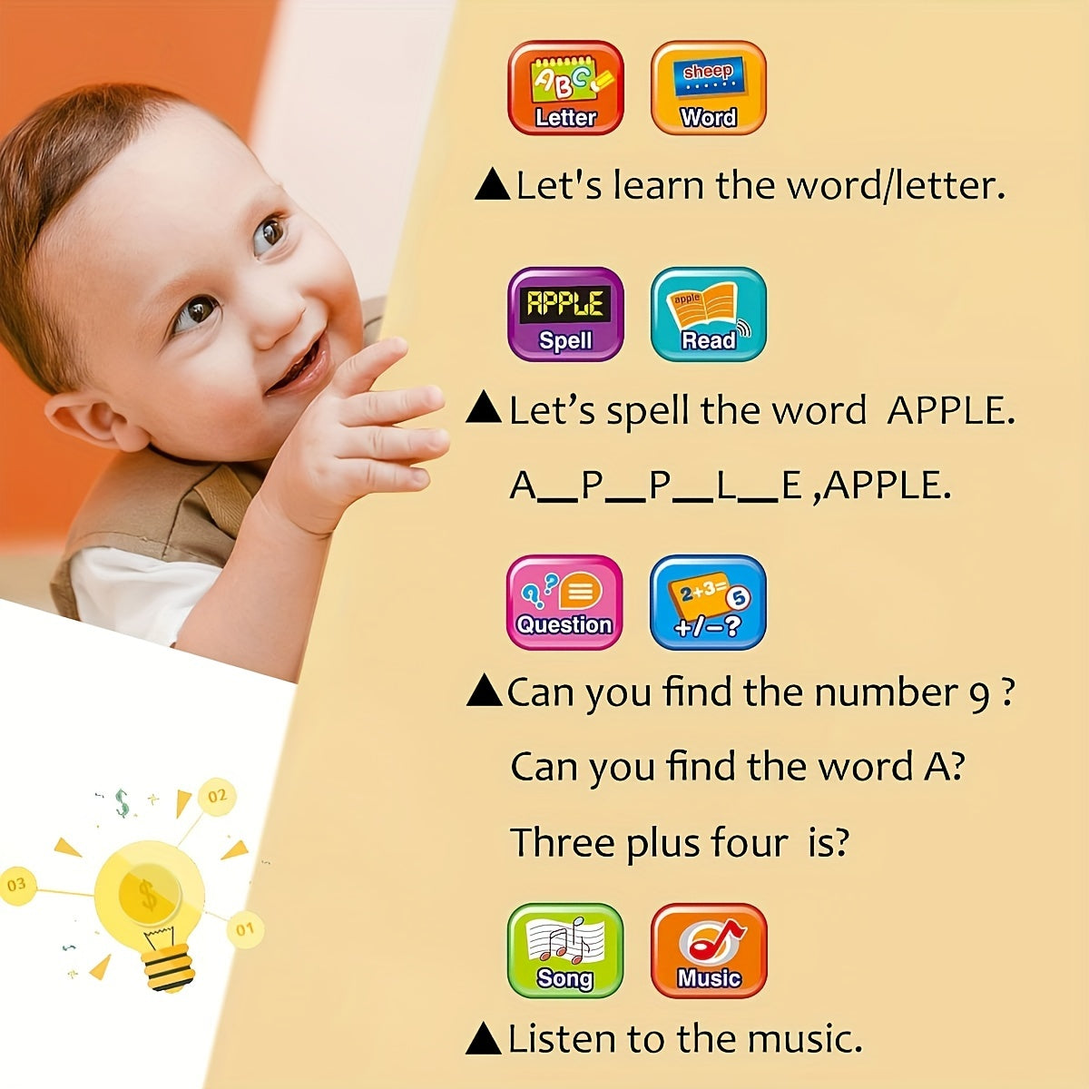 Interactive Toddler Learning Pad with LED Screen