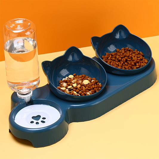 Pet Bowl Set with Gravity Water Bottle