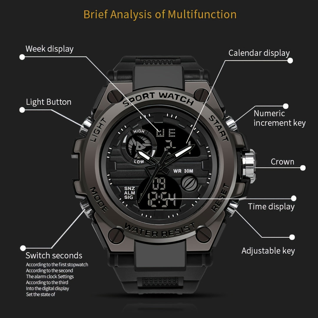 Men's Outdoor LED Dual Display Watch