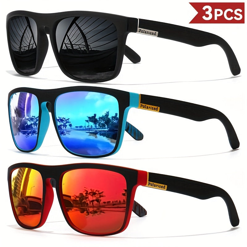 3-Pair Polarized Square Fashion Glasses