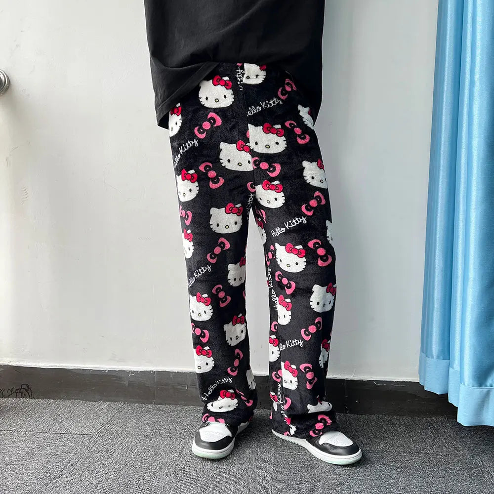 Hello Kitty Flannel Pajamas - Women's Cartoon Winter Pants