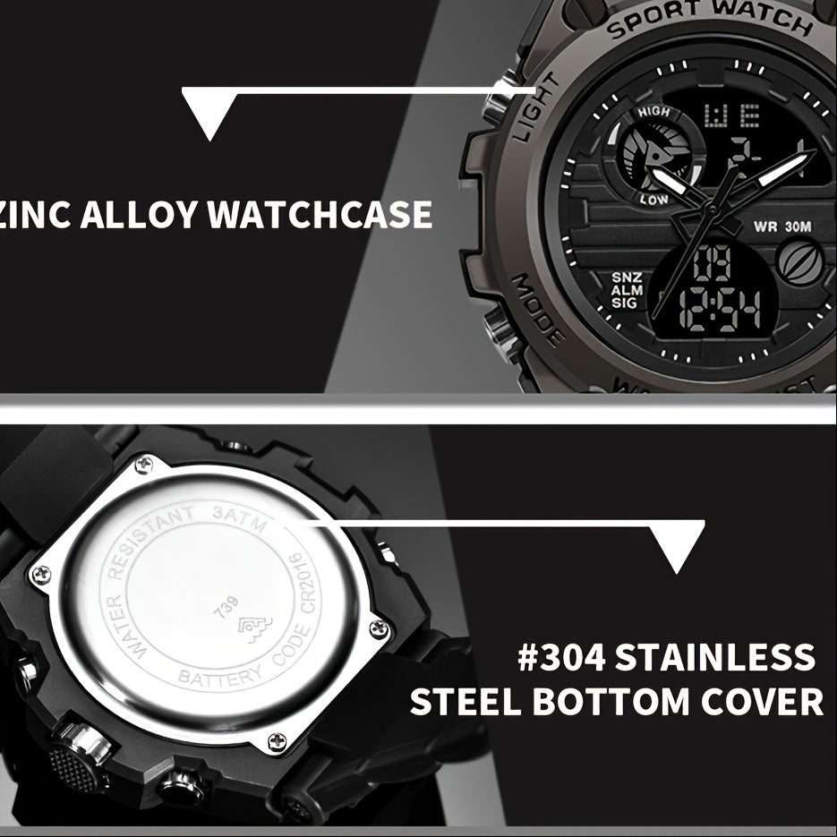 Men's Outdoor LED Dual Display Watch